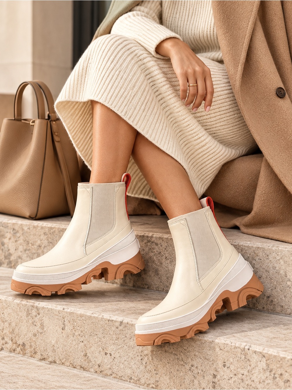 SOREL Brex Chelsea Waterproof Boots Cream Gum Women’s 8 NWT